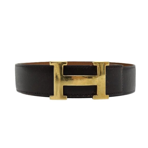 HERMES Constance Belt Leather 35.4"""" Dark Brown Auth am5720 - Picture 1 of 15